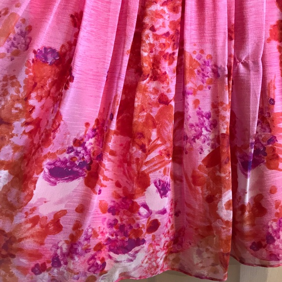 Strapless floral, pink silk Aidan Mattox dress - Picture 5 of 7